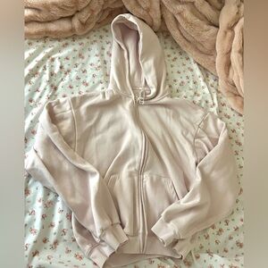 Skims Women's Cotton Fleece Classic Zip Up Hoodie in Barely Pink